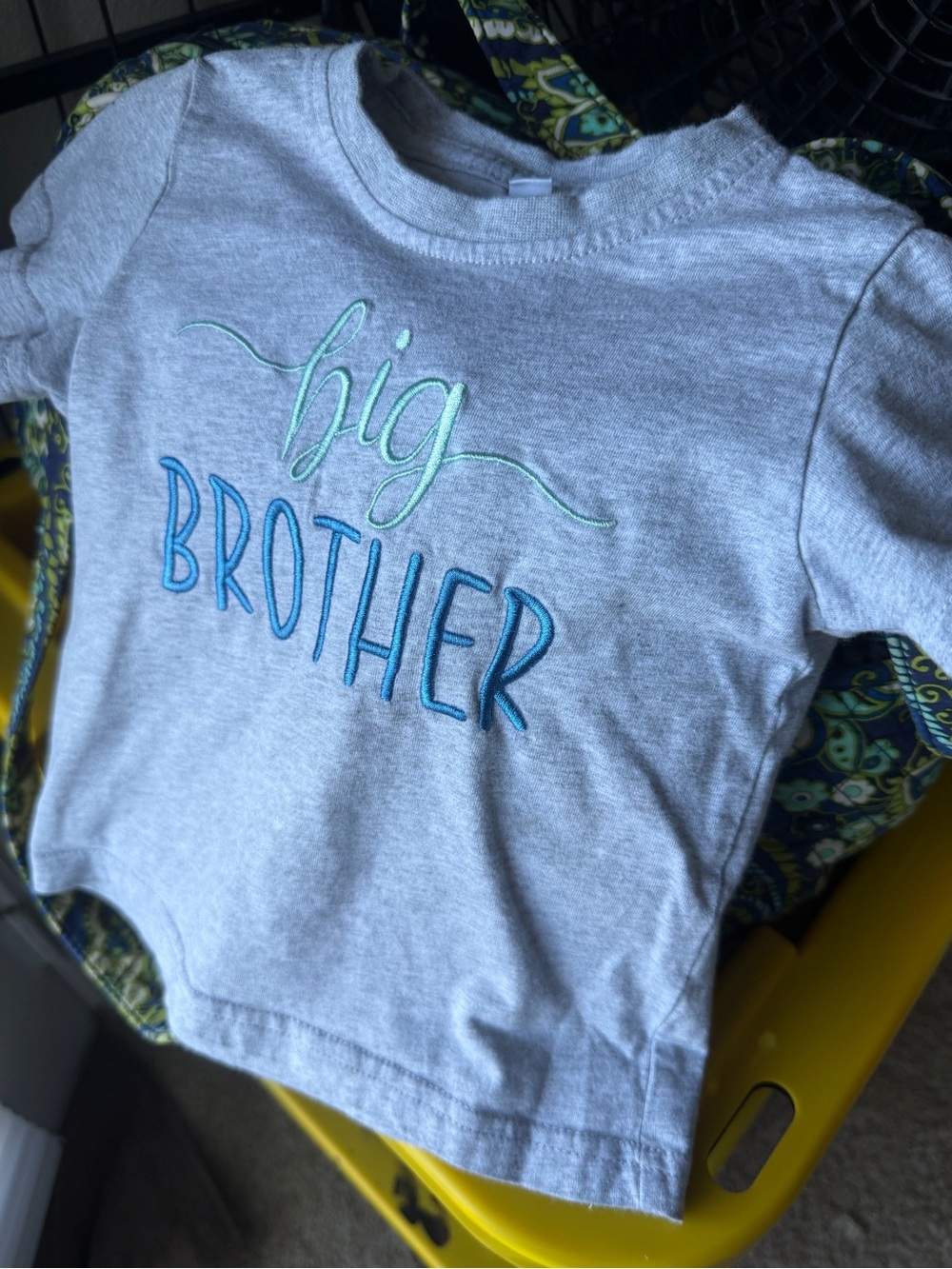 Big Brother Embroidered Short Sleeve Tee - Gray Size Small 2T or Regular 18/24 M